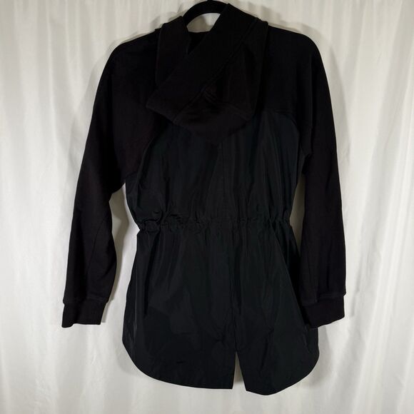 Athleta Triumph Hybrid Jacket Women's XXS Black Full Zip Hooded Pockets - Picture 9 of 12